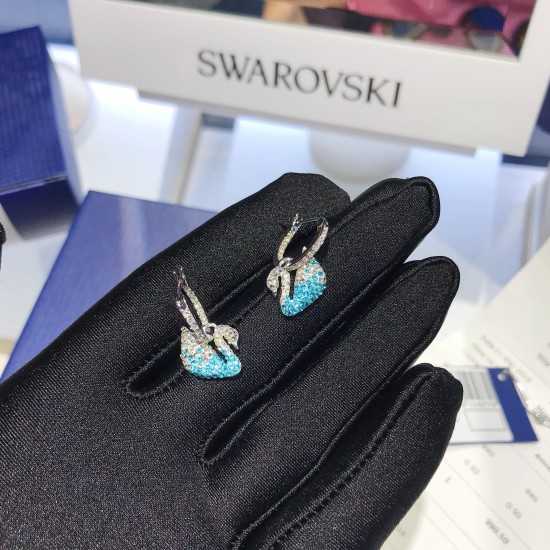 New Swarovski Iconic Swan Earrings 5512577 For Swarovski Sterling 